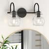 Front. PAIHOME - 2-Light Bathroom Light Fixtures, 11" Modern Vanity Lights with Clear Glass Shade, Bathroom Wall Lamp, E26 Base UL Listed - Black.