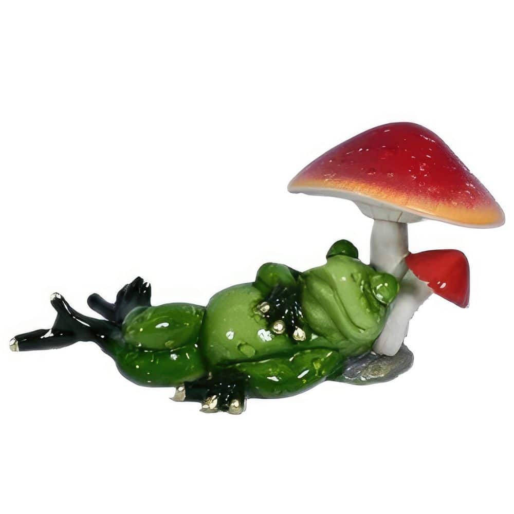 FC Design - 6"W Frog Sleeping under Mushroom Figurine Statue Office Desk Tabletop Home Decor Gift - Multi-Color