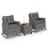 Angle. Costway - 3 PCS Patio Wicker Rocking Set with Tempered Glass Table & Soft Cushions Outdoor - Gray.