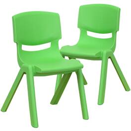Emma + Oliver - 2 Pack Plastic Stackable School Chair with 12"H Seat, Preschool Seating - Green