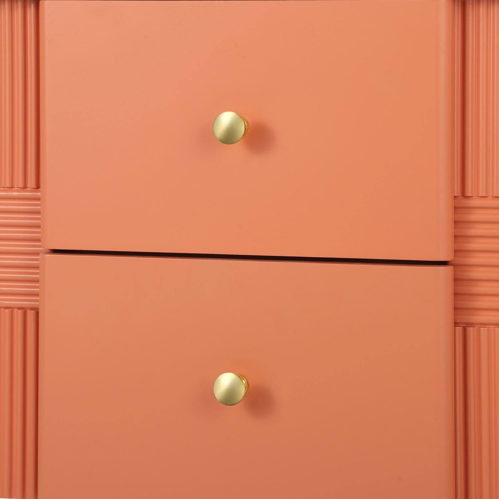 Alt View 7. Spaco - Spaco Modern Nightstand with Style - Fluted Design, 2 Drawers, Golden Handles & Legs - Ideal for Bedroom & Living - Orange.