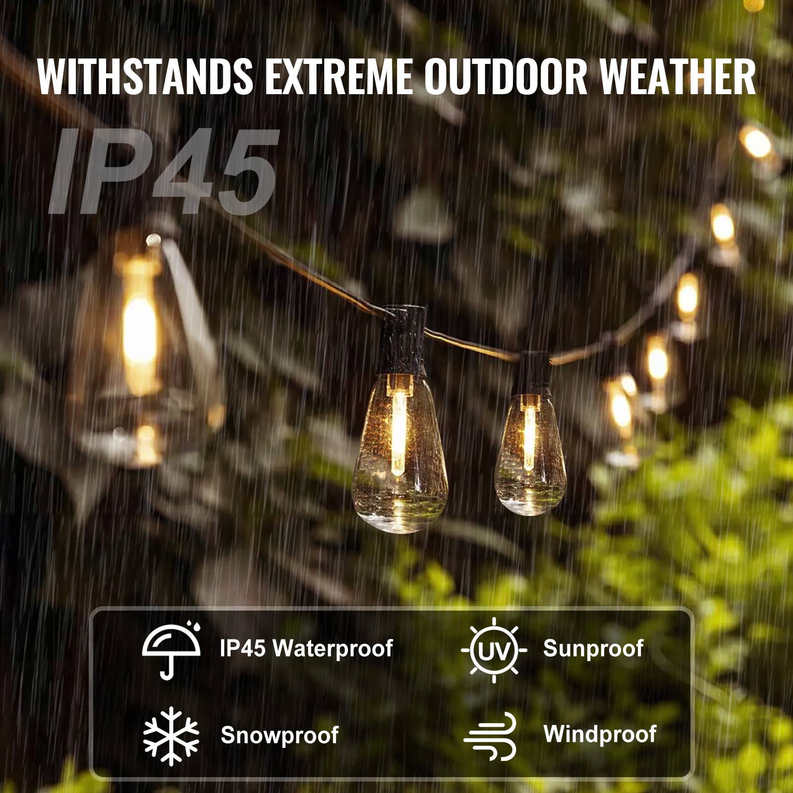 WITHSTANDS EXTREME OUTDOOR WEATHER  
IP45  

- IP45 Waterproof  
- Snowproof  
- Sunproof  
- Windproof