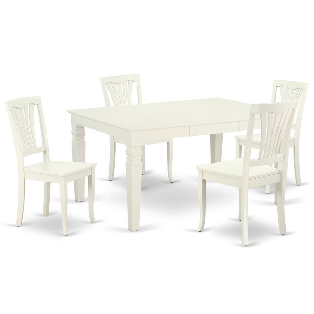 Back. East West Furniture - Dining Room Set Linen White - Brown.