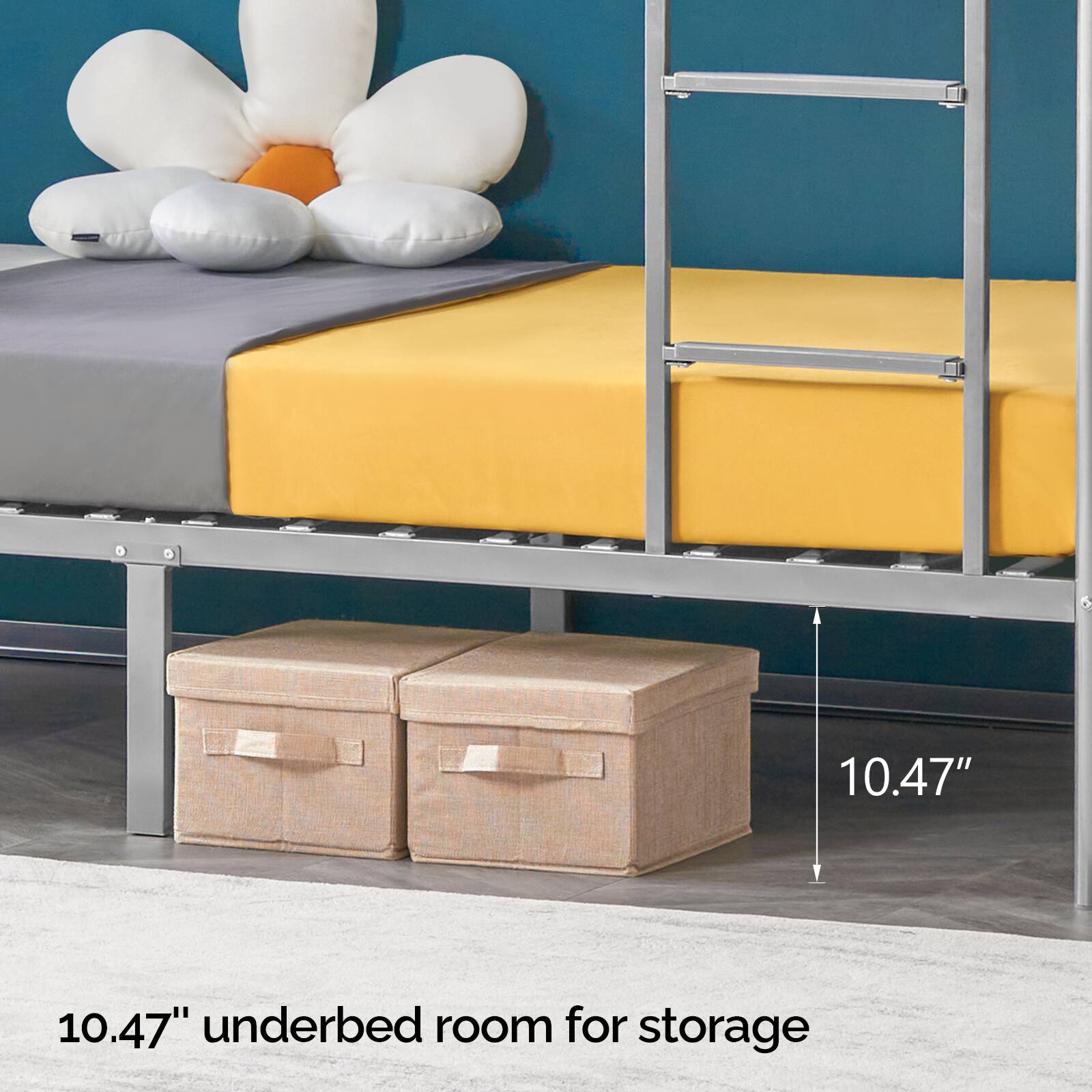 10.47" underbed room for storage