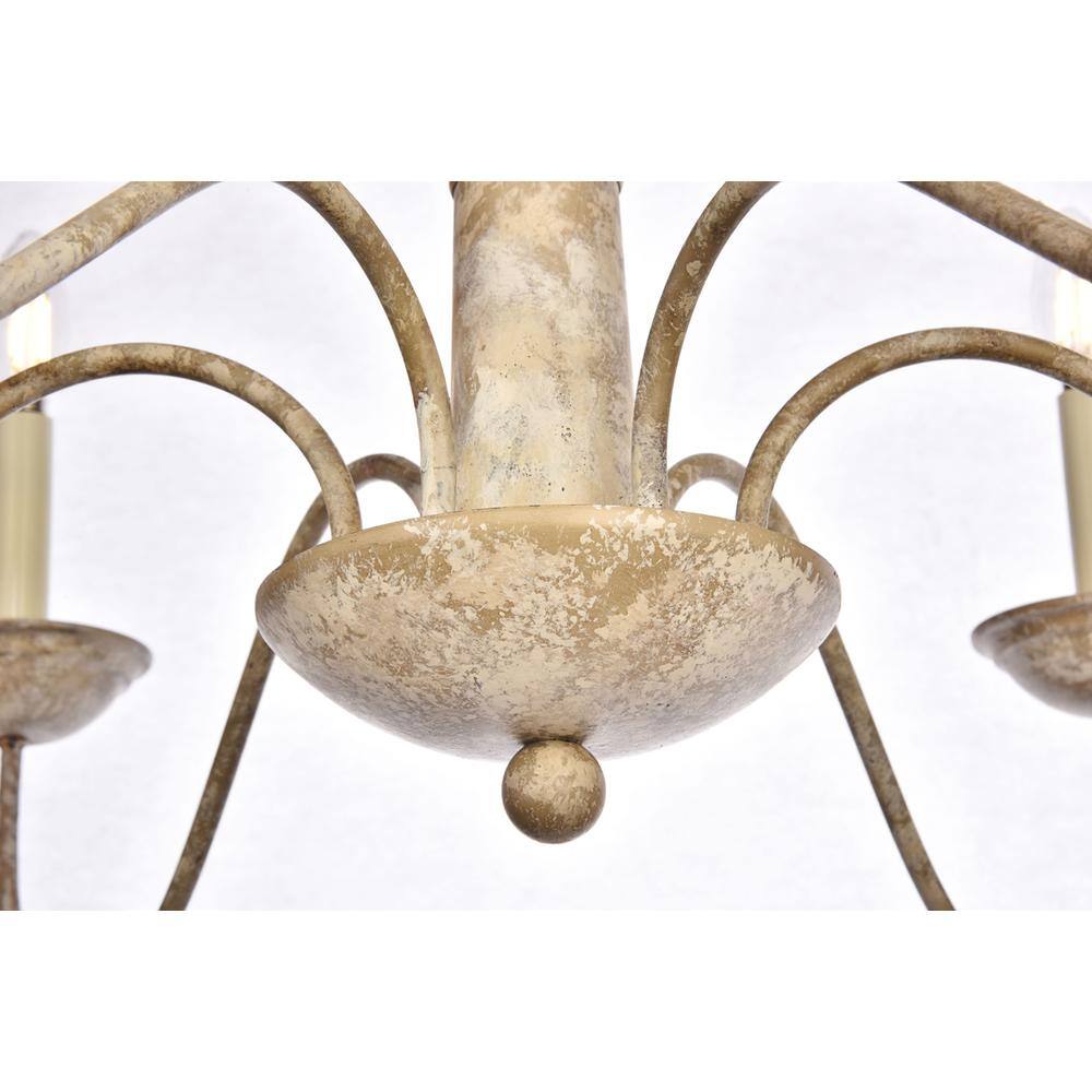 Angle. Living District - Merritt Collection Chandelier D35 H21.6 Lt:6 Weathered Dove Finish - Weathered Dove.