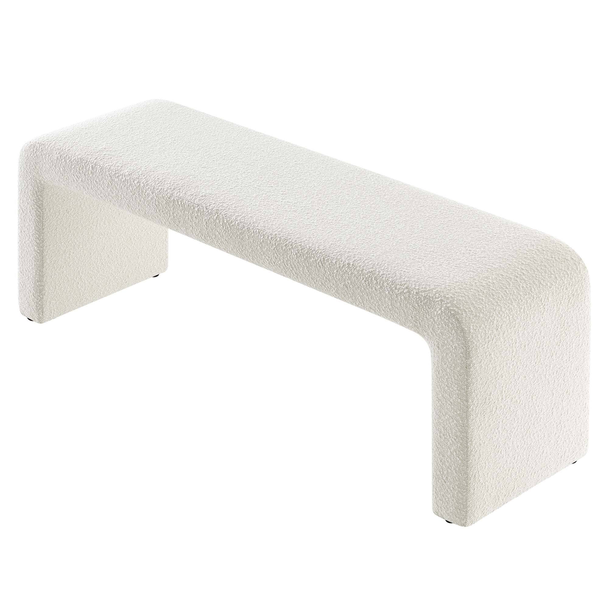Alt View 2. Modway - Simba Boucle Fabric Waterfall Long Bench by Modway - White.