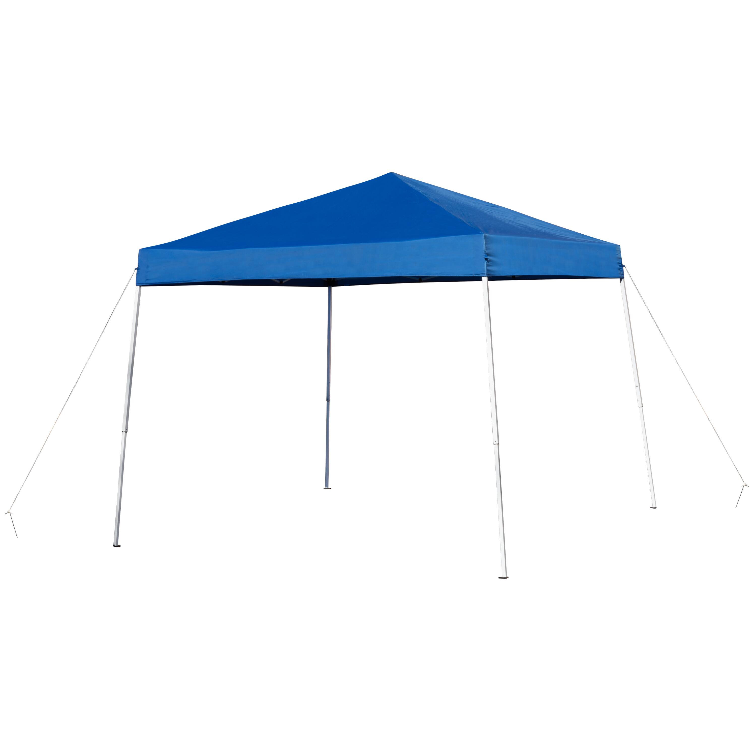 Alt View 1. Emma + Oliver - 8'x8' Weather Resistant Easy Pop Up Slanted Leg Canopy Tent with Carry Bag - Blue.