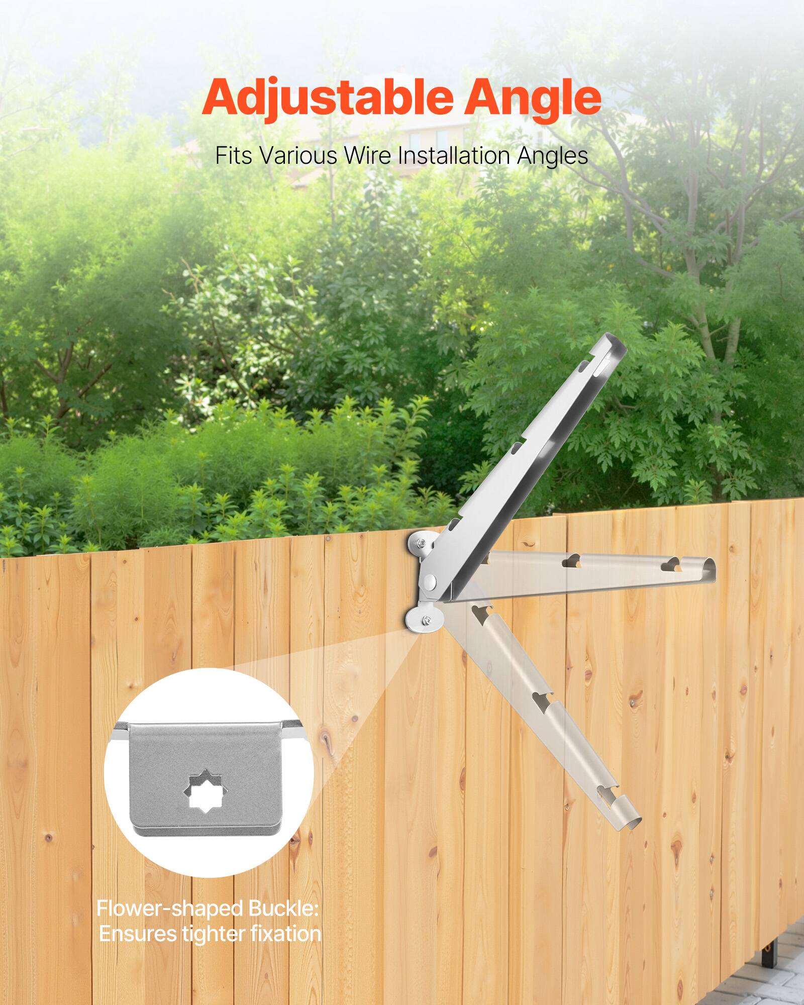 Adjustable Angle  
Fits Various Wire Installation Angles  

Flower-shaped Buckle:  
Ensures tighter fixation