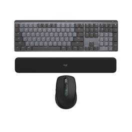 Logitech - MX Mechanical Wireless Keyboard w/Tactile Quiet Keys (Graphite) Bundle - Gray
