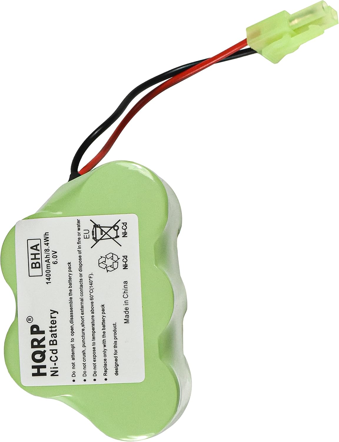 4Wh 1400mAh/8.4W 6.0V Battery HQRP Ni-Cd water or EU fire ofin pack dispose JO battery contacts 60C(140*F). The external evods open, disassemble puncture, short temperature to to attempt crush, expose not not not Do Do Do pack battery the with only Replace POHN Ni-Cd China in Made product. For this designed