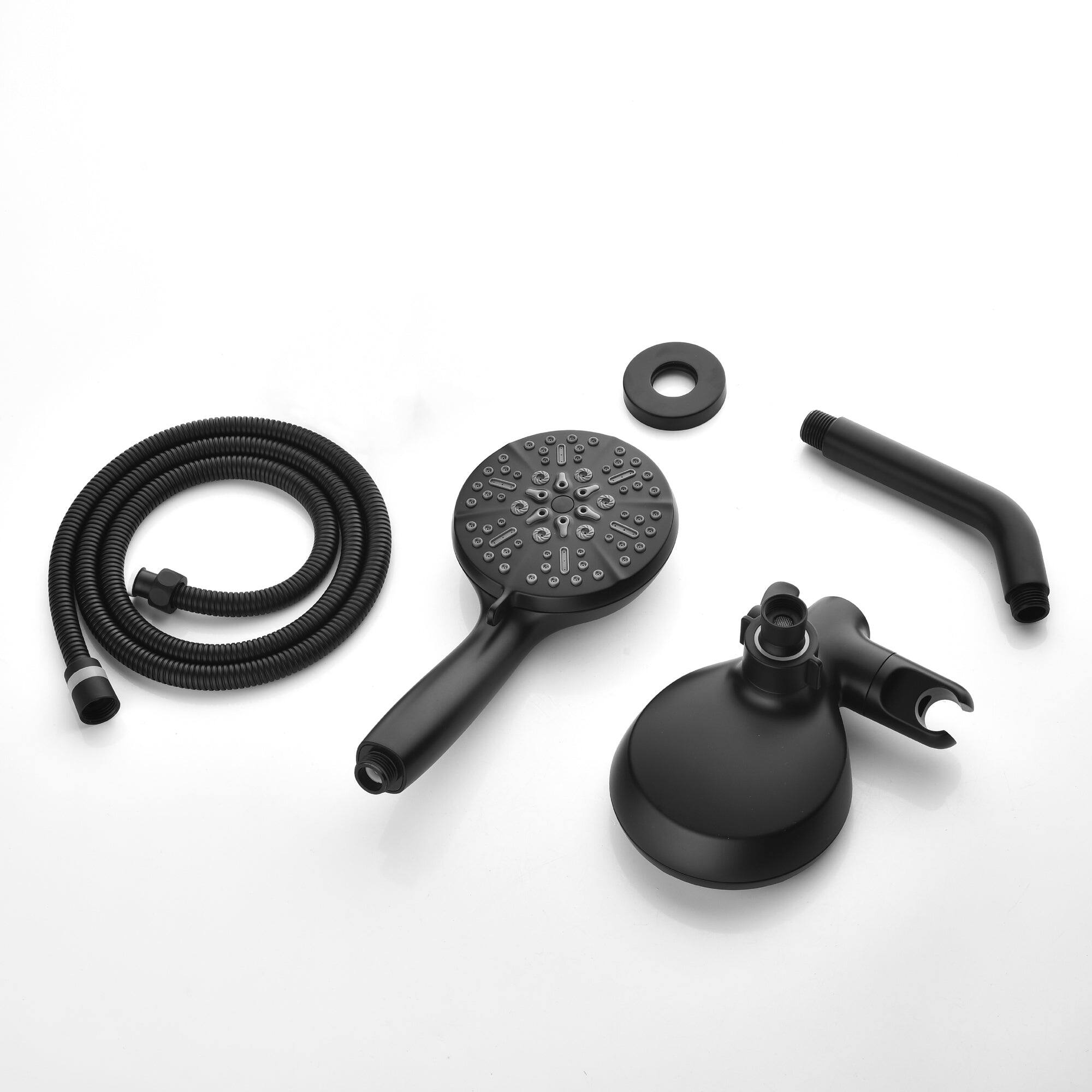 Alt View 10. Boyel Living - 5-Spray Patterns with 2.5 GPM 4.72 in. Wall Mount Dual Shower Heads in Matte Black (Valve and Handle Trim Not Included) - Matte Black.