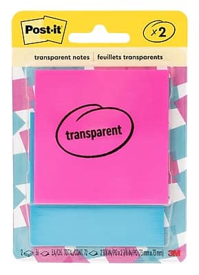 "Post-it - Transparent Super Sticky Pop-up Notes Combo Pack, 2"" x 2"", Pink/Blue, 36 Sheet/Pad, 2 Pads/Pack (600-2COL) - Assorted" price history on PriceWatchPro