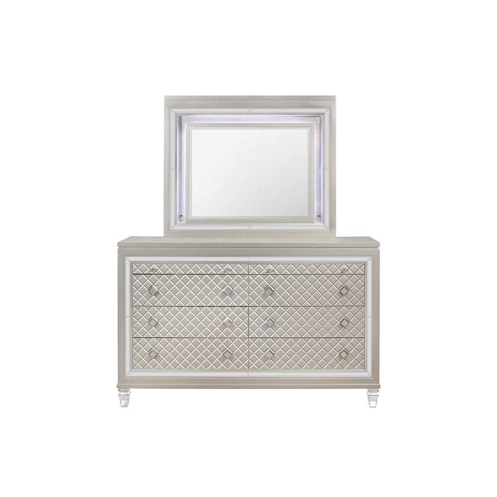 Front. Global Furniture USA - Traditional Glam Paris Champagne Mirror With Led - Champagne.