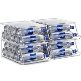 Sorbus - Water Bottle Organizer for Fridge with Lid – Holds 9 Bottles – Stackable Organizer (4 Pack) - Clear