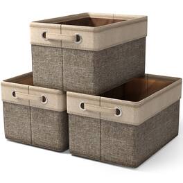 Sorbus - Cubby Storage Organizer 15 Inch - Big Sturdy Collapsible Storage Bins with Dual Handles - Foldable Baskets - Brown
