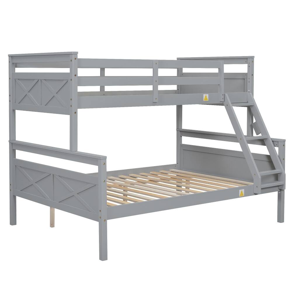 Alt View 8. Loheer - Loheer Twin Over Full Bunk Bed with Ladder and Guardrail Gray - Gray.