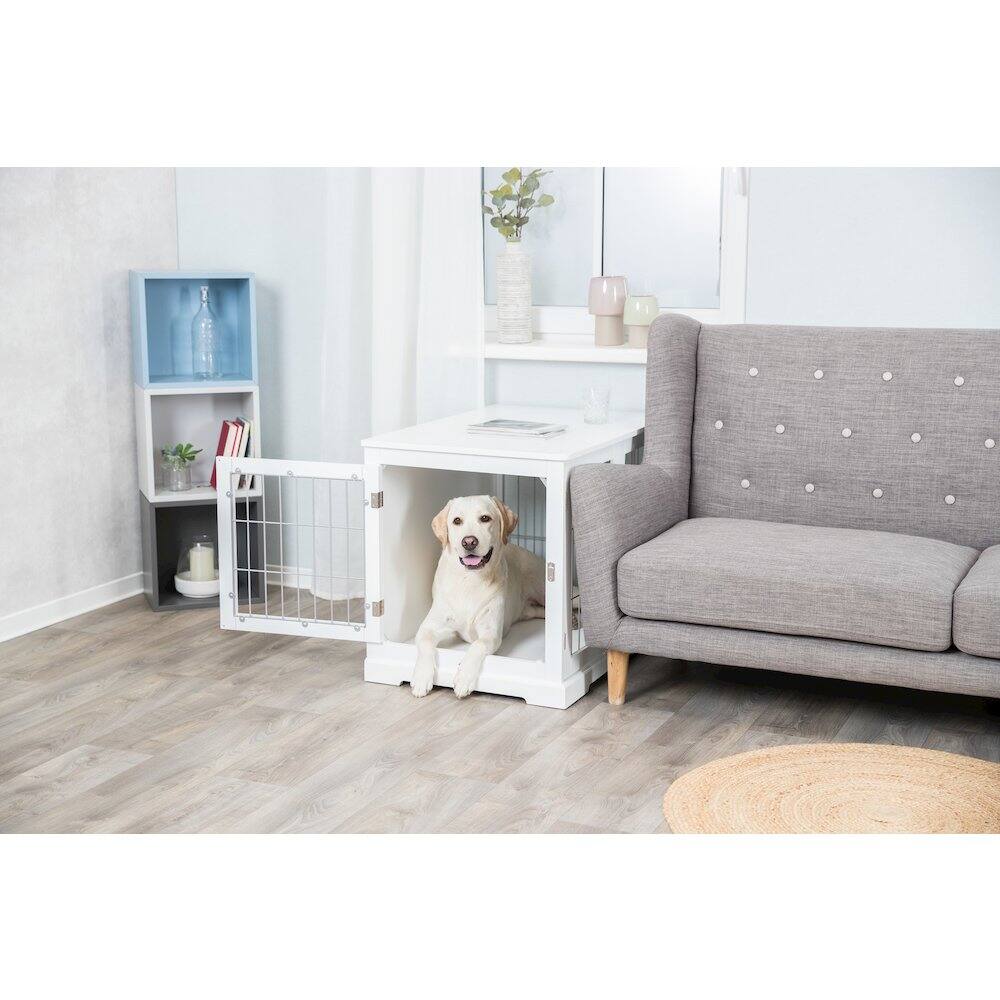 Alt View 1. TRIXIE - 32.7" Dog Crate, Wooden Indoor Kennel Furniture for Dogs Up to 50 lb - White.