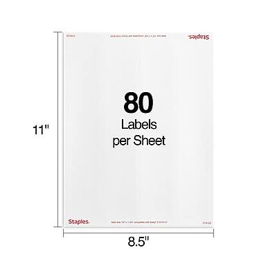 Staples  
80 Labels per Sheet  
11" x 8.5"