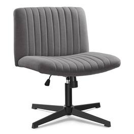 KERDOM - Criss Cross Chair, Armless Office Chair, Vanity Chair Swivel Desk Chair No Wheels, Wide Makeup Chair Computer Task Chair - Dark Gray