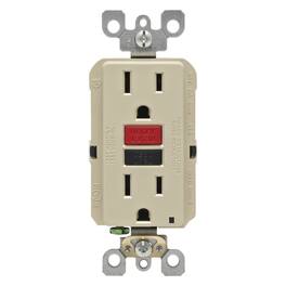Leviton - SmartlockPro 15 amps 125 V Duplex GFCI Outlet 5-15R 1 pk - Ivory
