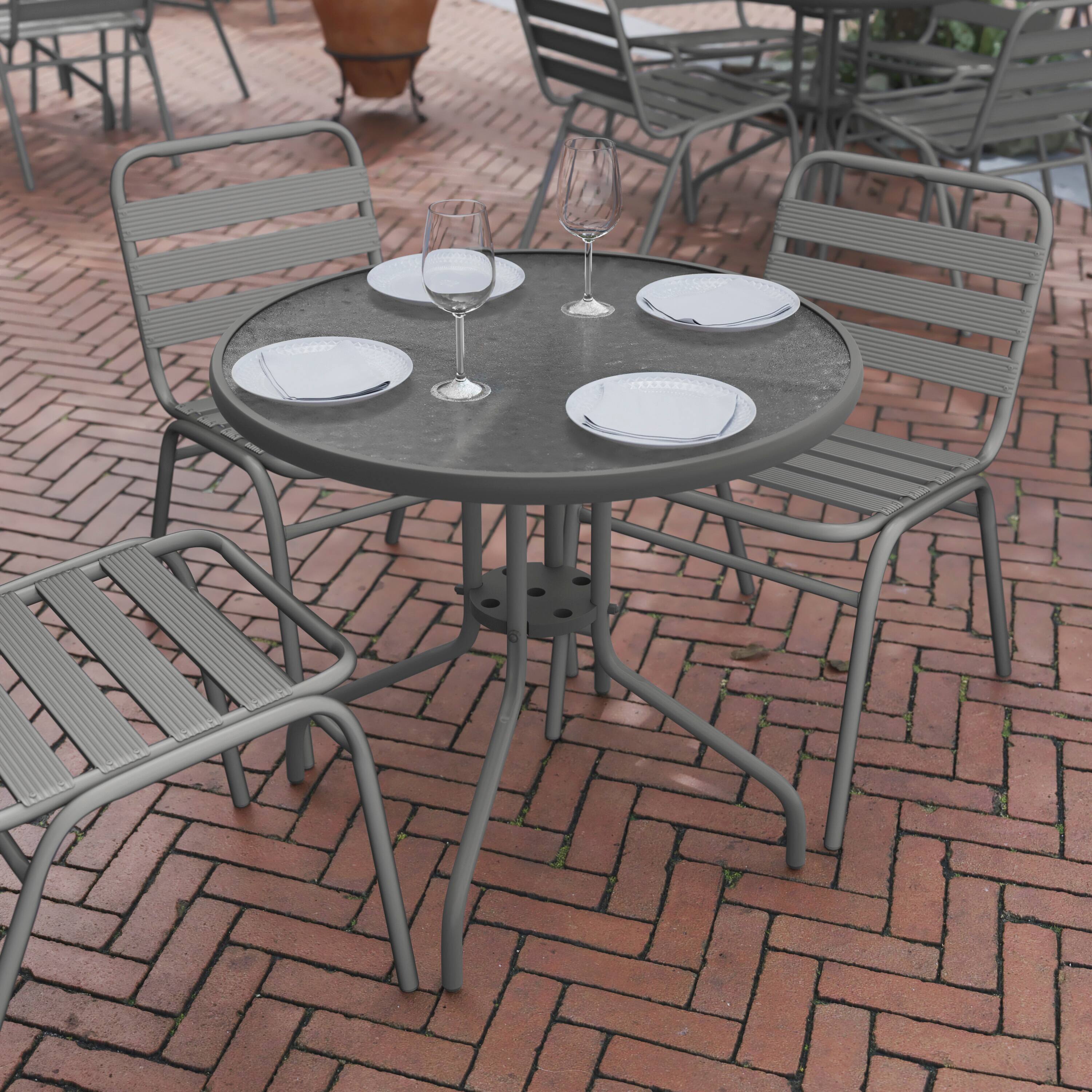 Alt View 2. Flash Furniture - Bellamy 31.5'' Silver Round Tempered Glass Metal Table - Gray.
