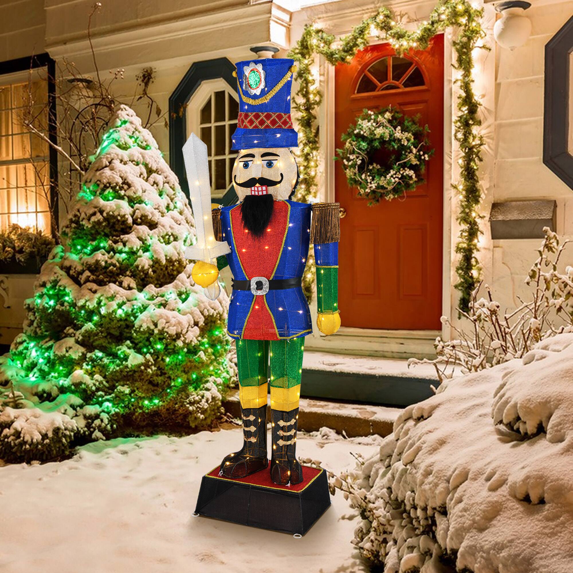 Alt View 1. Gymax - Gymax 6 FT Lighted Nutcracker w/ Sword Life-Size Soldier Christmas Decoration - Multicolor.