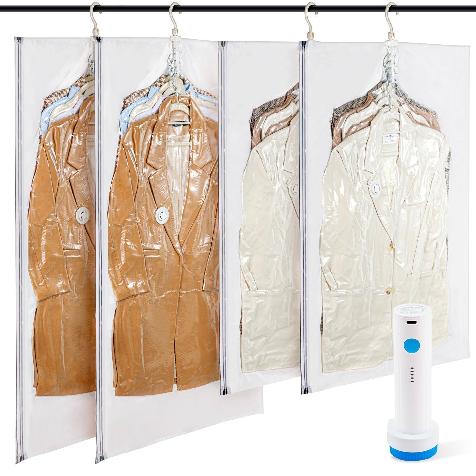 NICHOLAS KLEIN - Hanging Vacuum Storage Bags With Electric Pump 3 Long 3 Short Seal For Clothing Closet - 4