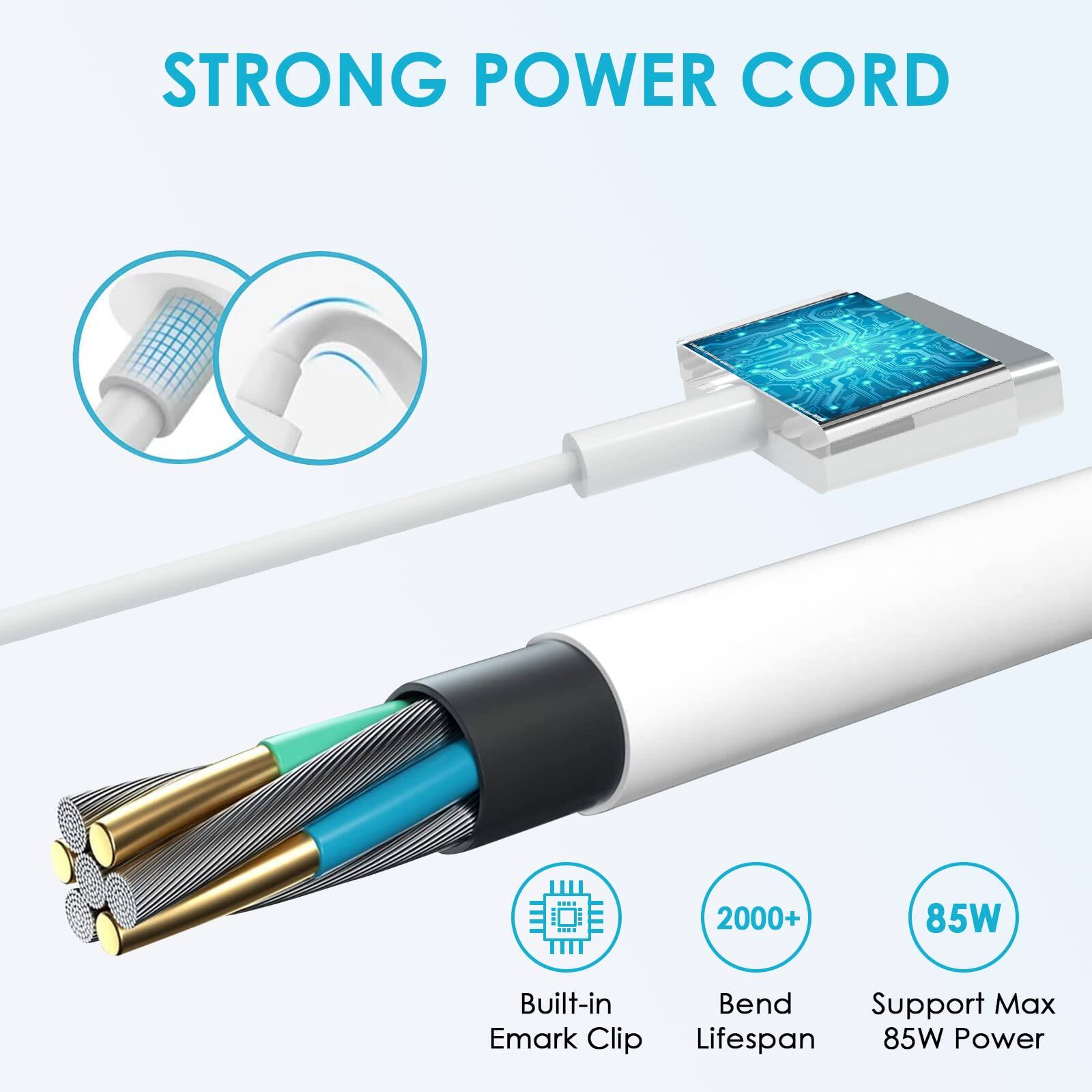 STRONG POWER CORD

- Built-in Emark Clip
- 2000+ Bend Lifespan
- Support Max 85W Power