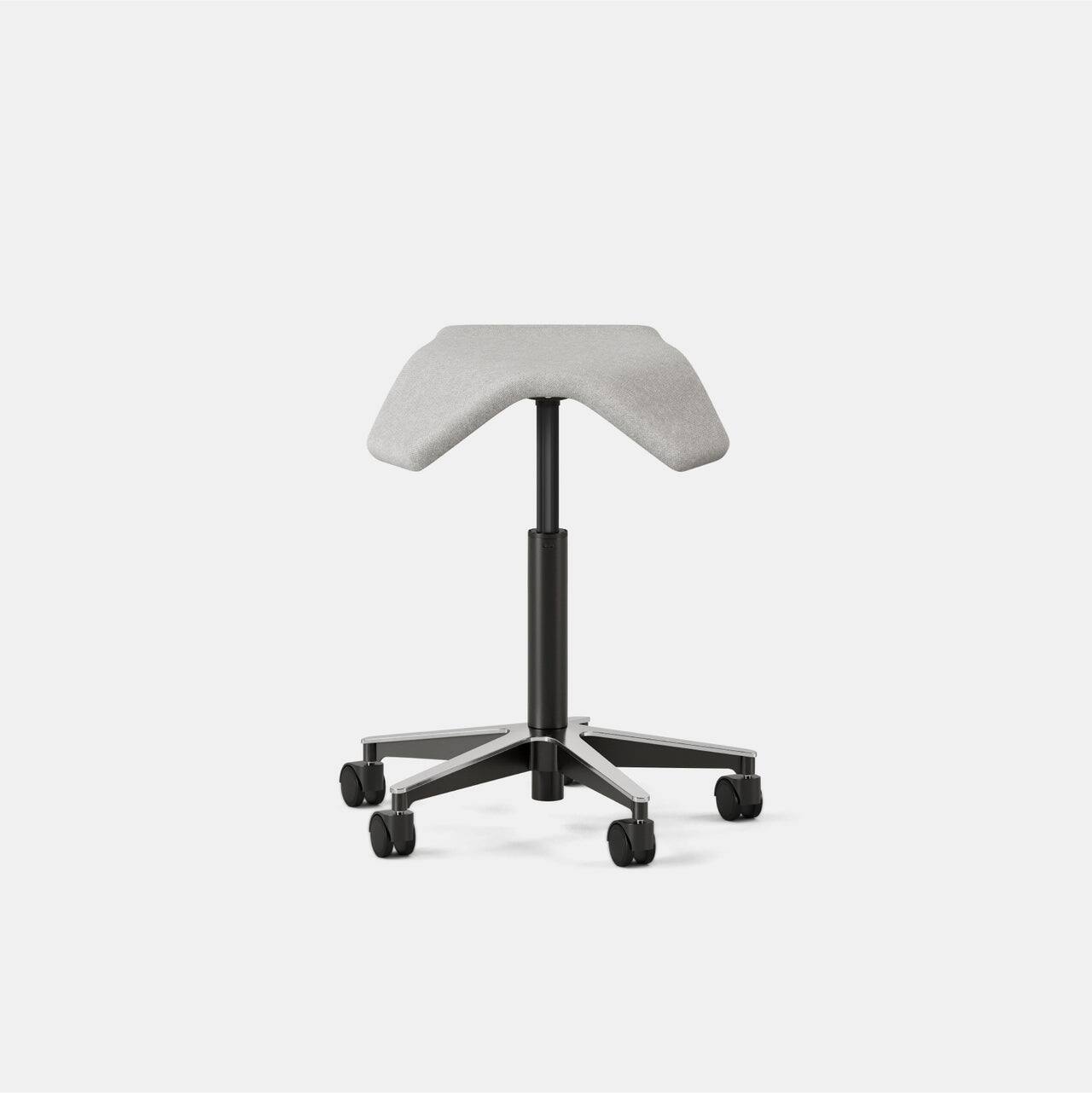 Angle. Branch Furniture - Branch Saddle Chair ILOA – Rolling Ergonomic Stool for Healthy Posture with Birch Frame and Recycled Seat Fabric - Dove.