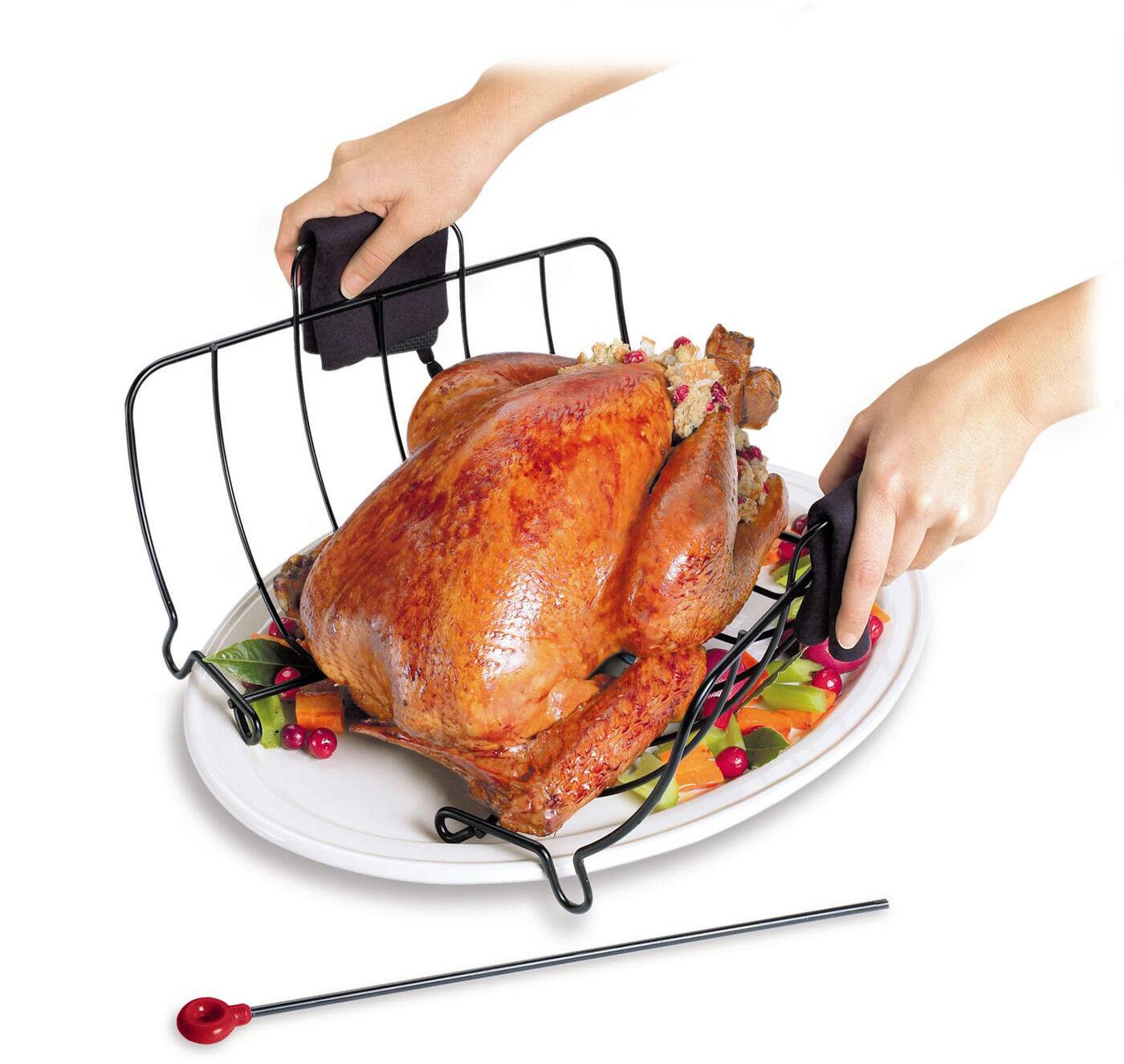 Alt View 4. Cuisipro - Roast & Serve Non-Stick Turkey and Poultry Roasting Rack - Black.