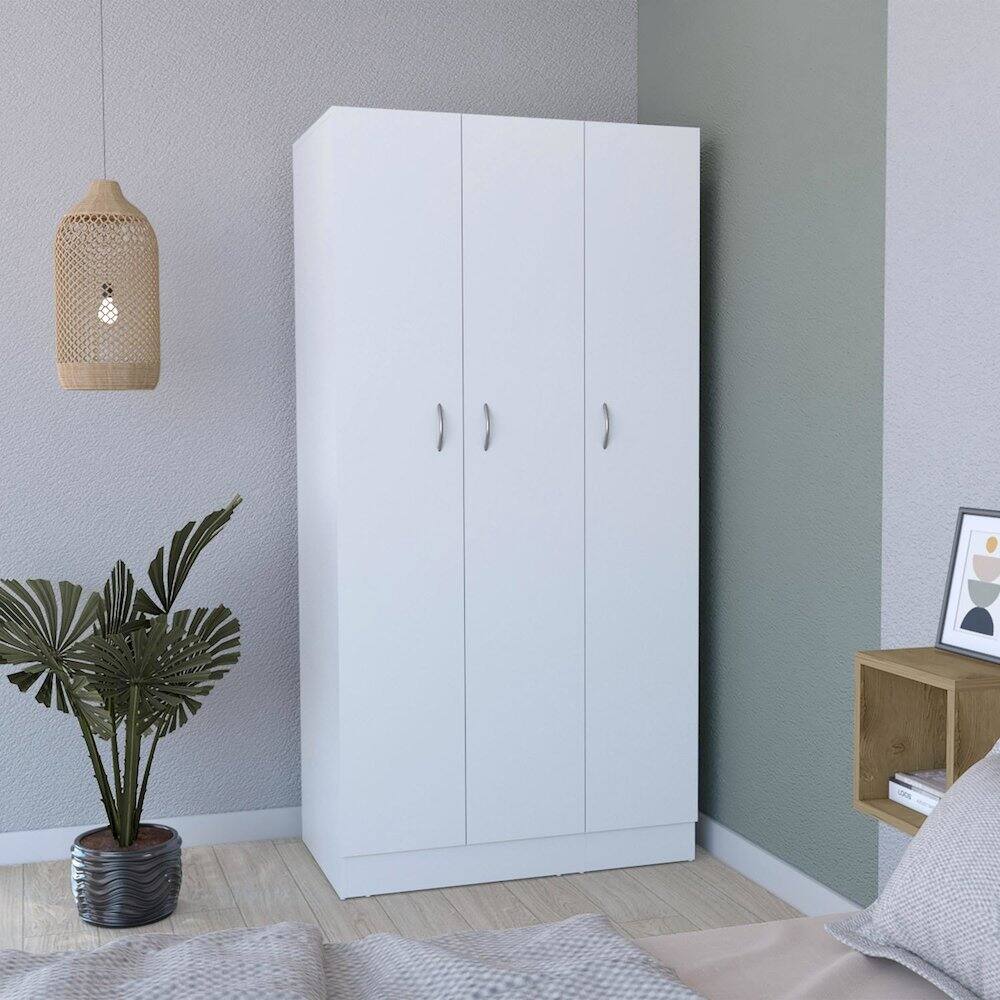 Alt View 2. TuHome - Ohio Armoire Wardrobe White MDF - White.