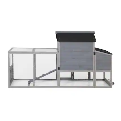 Front. Boyel Living - Gray with Colorful Patterns Portable Mobile Chicken Coop with Nesting Box Sleeping Room Run Window Sun Board Doors Pu - Gray.