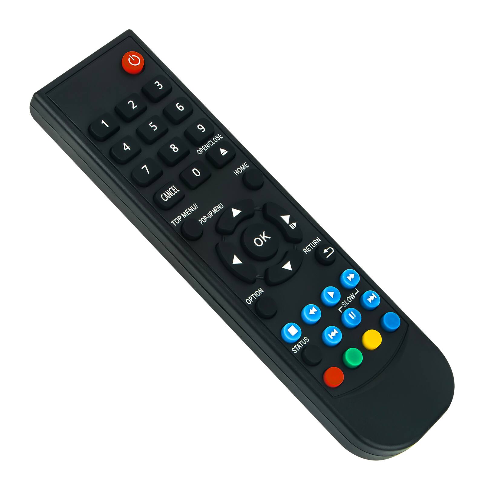 1 2 3  
4 5 6  
7 8 9  
0  

OPEN/CLOSE  
HOME  
CANCEL  
TOP MENU  
POP-UP MENU  
OK  
RETURN  
OPTION  
STATUS  

MENU  
OK  
RETURN  
OPTION  
STATUS  

- SLOW -  
- MUTE -  

103L