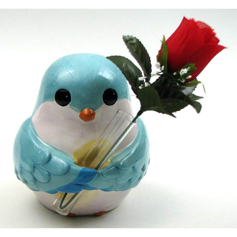 BreeBe - Bird Bud Vase Buddy - Blue, White