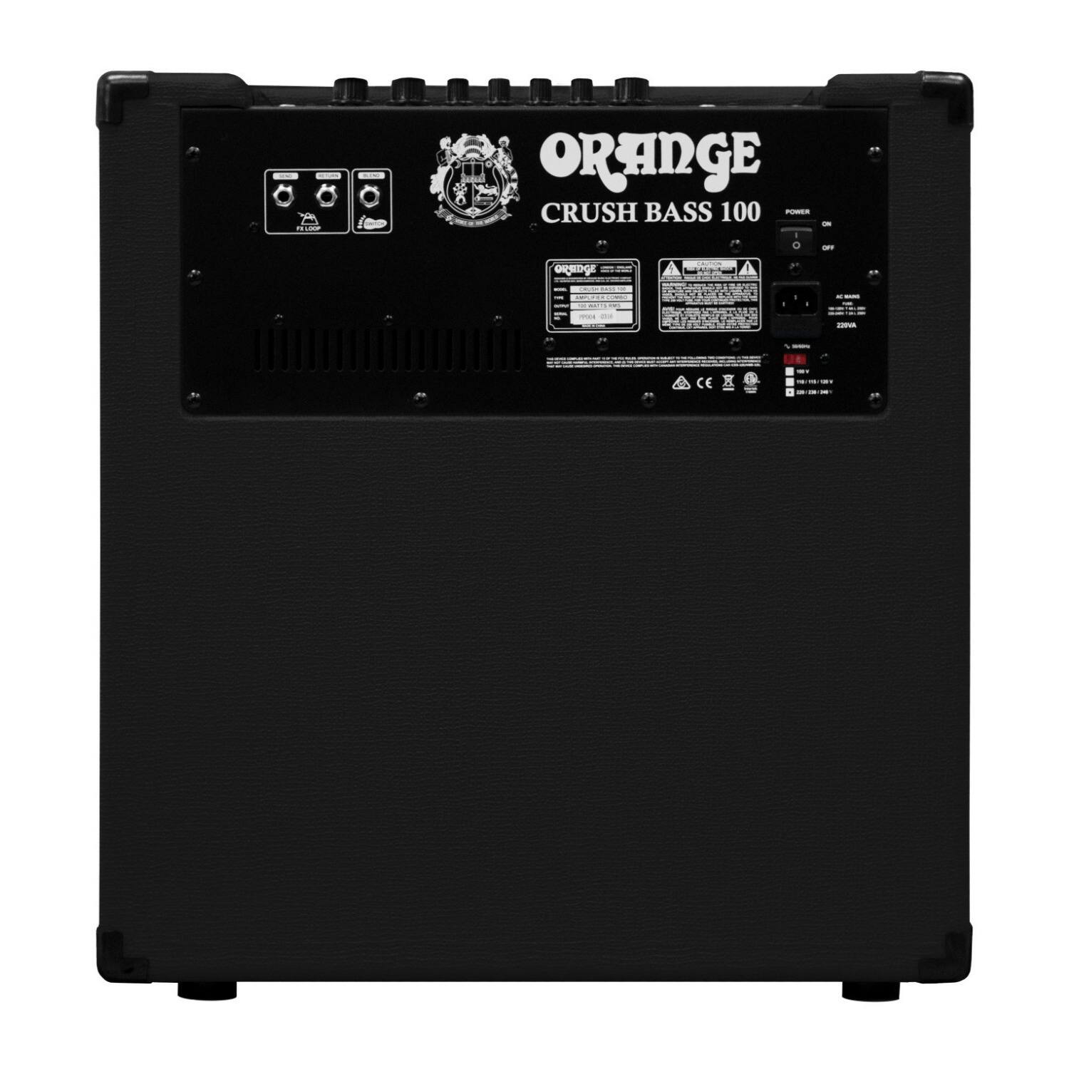 ORANGE  
CRUSH BASS 100  

POWER  
OFF  

ORANGE  
CRUSH BASS 100  

AC MAINS  
220V/50Hz  

CE