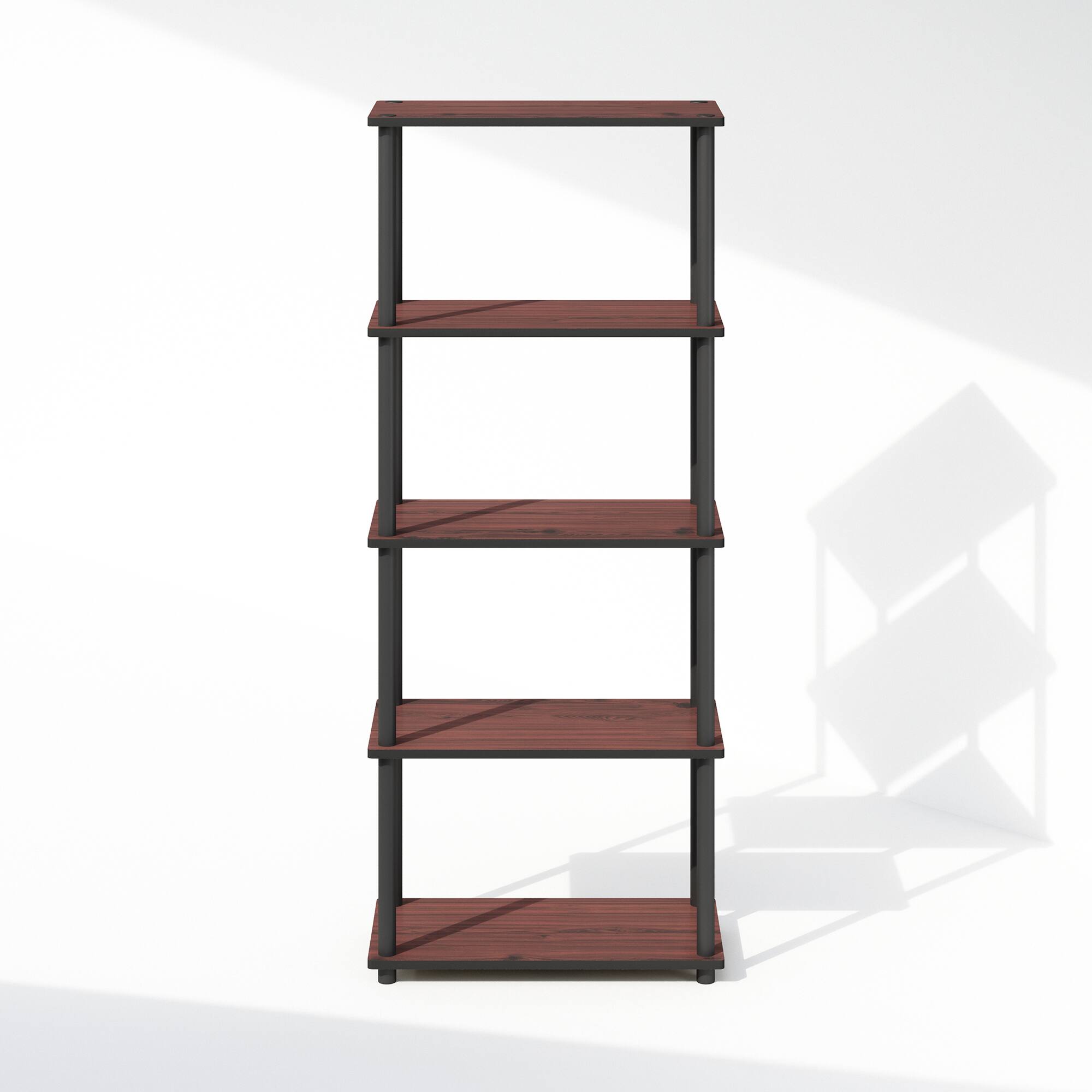 Alt View 1. Furinno - Turn-N-Tube 5-Tier Multipurpose Compact Display Rack, Shelving Unit, Bookcase - Dark Cherry/Black.