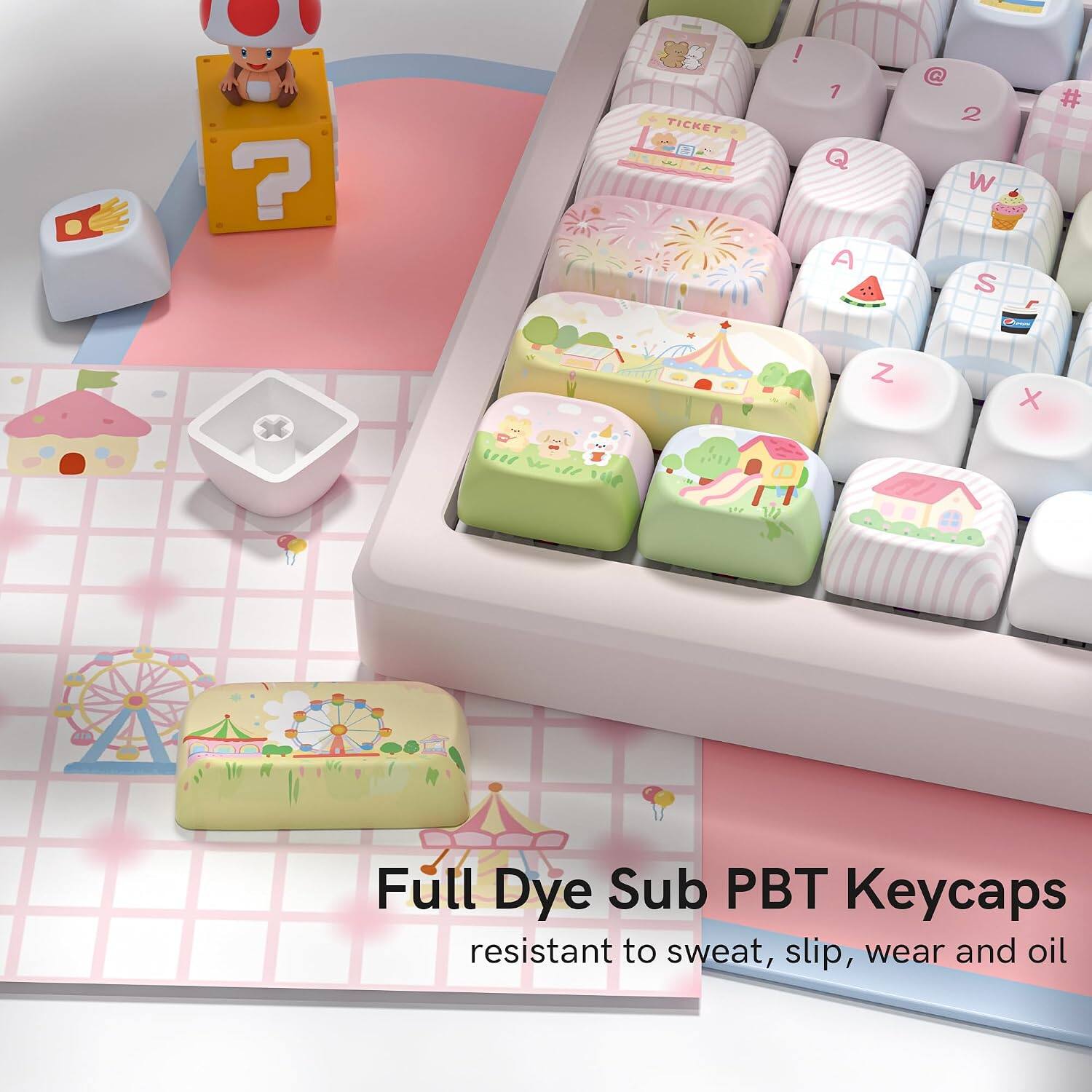 Full Dye Sub PBT Keycaps resistant to sweat, slip, wear and oil