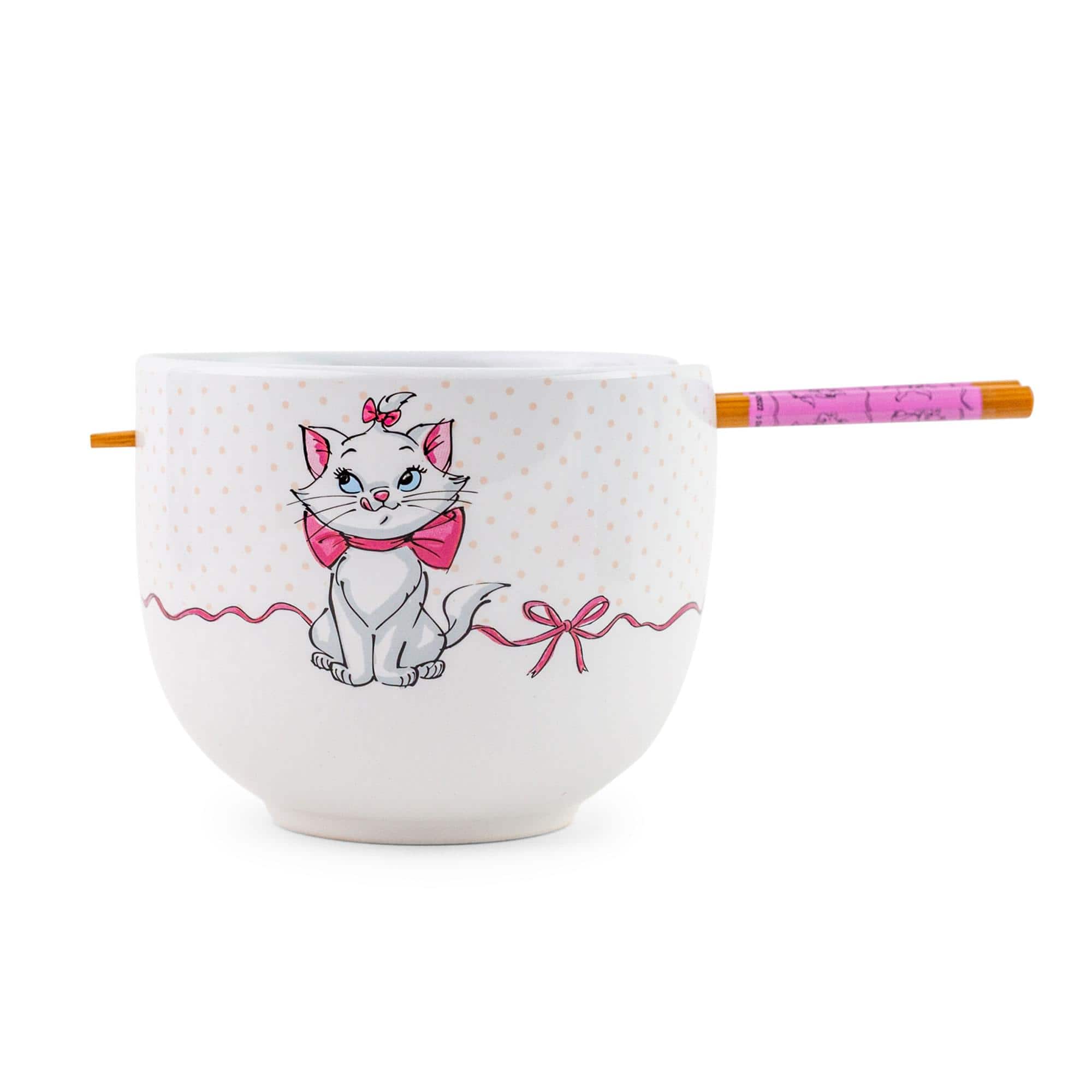 Front. Silver Buffalo - Disney The Aristocats Marie 20-Ounce Ceramic Ramen Bowl and Chopstick Set - White.