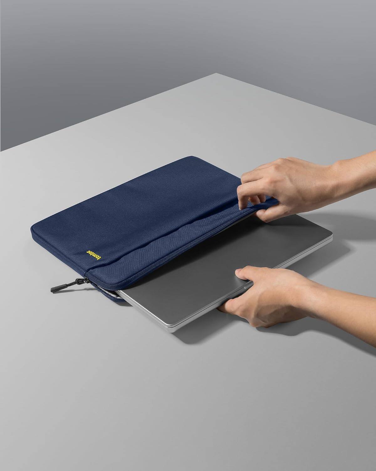 Alt View 9. tomtoc - Light-A18 Slim Laptop Sleeve Case for 15-inch MacBook Air M5(A3448)/M4/M3/M2 2026-2023, 15-inch MacBook Pro(A1990 A1707) - Navy Blue.
