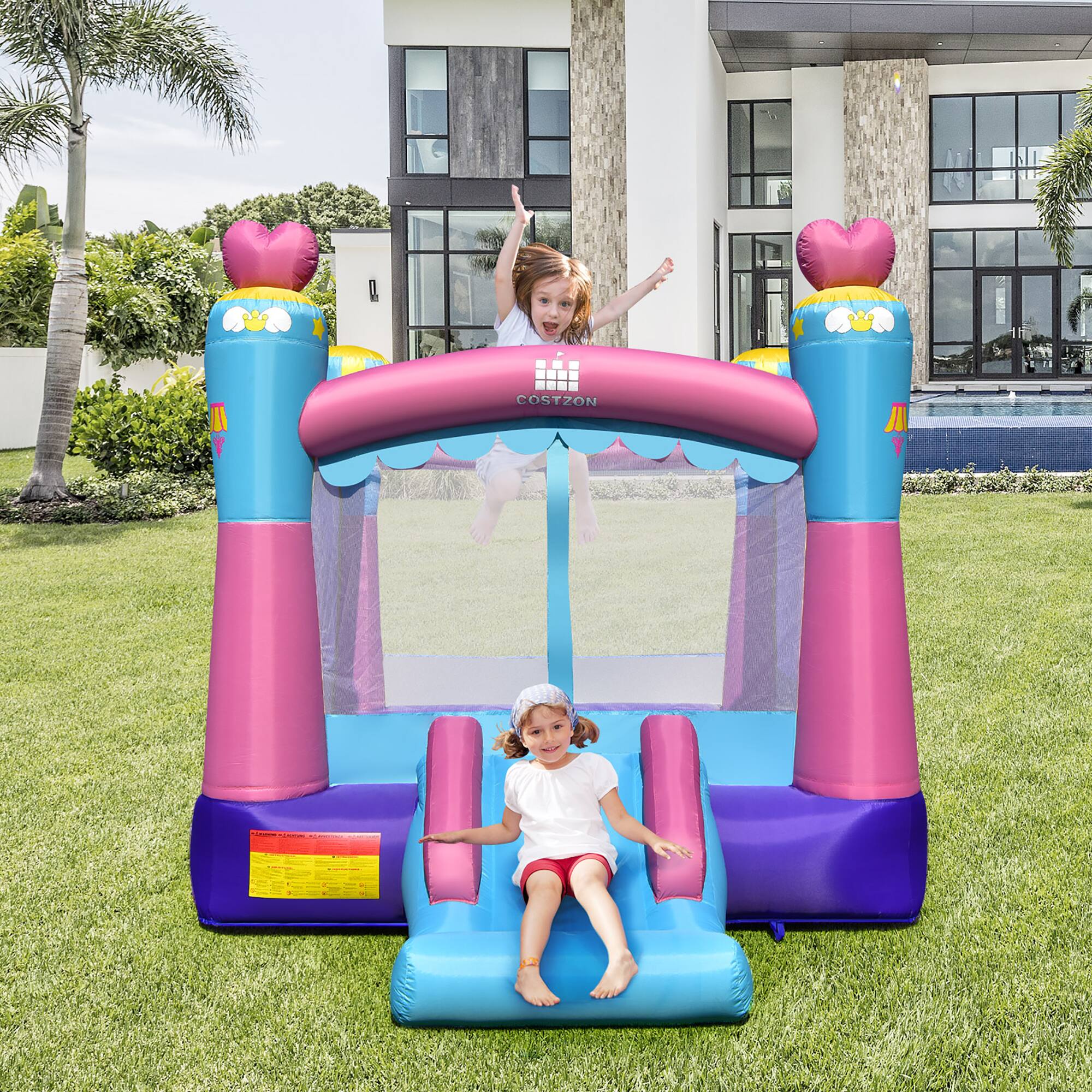 Alt View 2. Costway - Costway Inflatable Bounce House 3-in-1 Princess Theme Inflatable Castle without Blower - Multicolor.