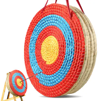 Front. VEVOR - Archery Target, 5 Layers 20" Arrow Target, Traditional Solid Straw Round Archery Target Shooting Bow - Red.