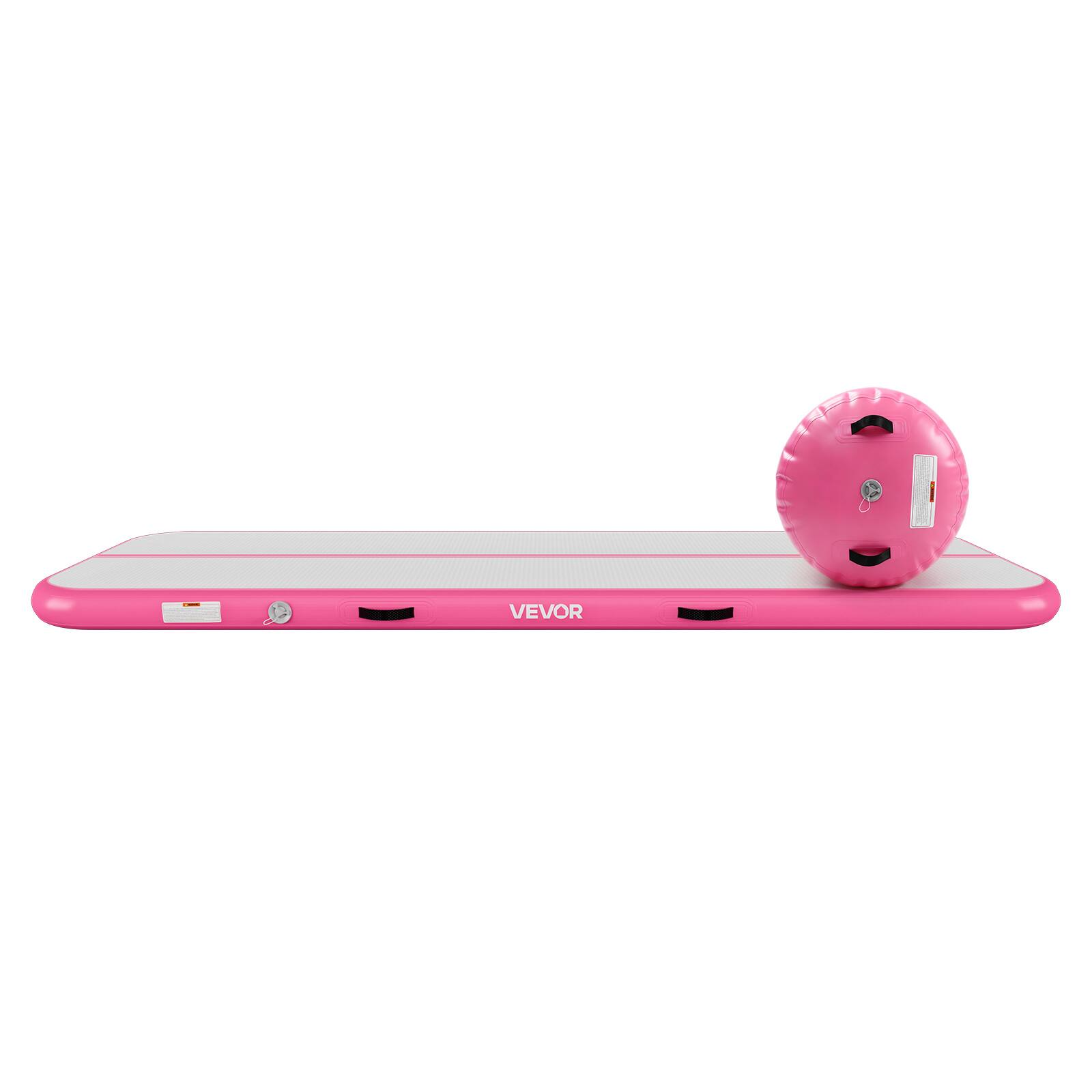 Alt View 5. VEVOR - Inflatable Gymnastics Air Mat with Air Barrel 10 ft Training Mats, 4 inches Thick Sturdy Tumble Track with Electric Pump - Pink.