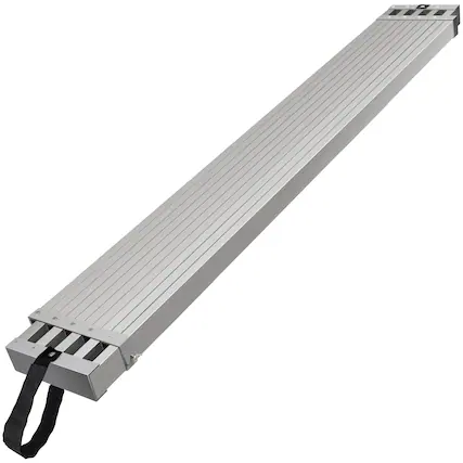 Front. VEVOR - Telescoping Aluminum Work Plank, 6-9 Feet 500lbs Capacity, 12.5 inch Width Aluminum Scaffold Plank - Silver.