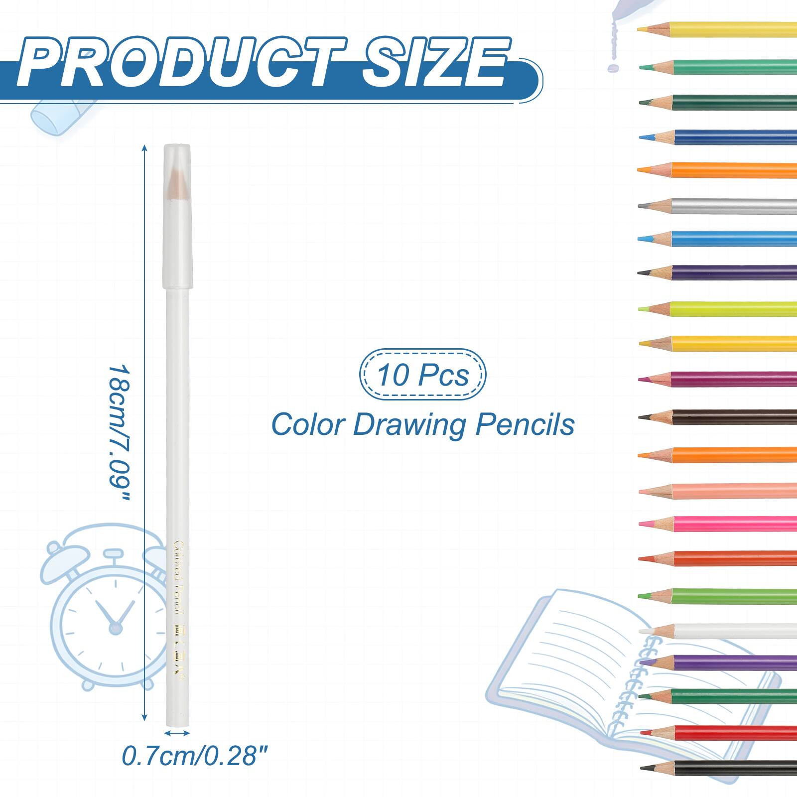 PRODUCT SIZE 10 Pcs 18cm/7.09" Color Drawing Pencils - 0.7cm/0.28"