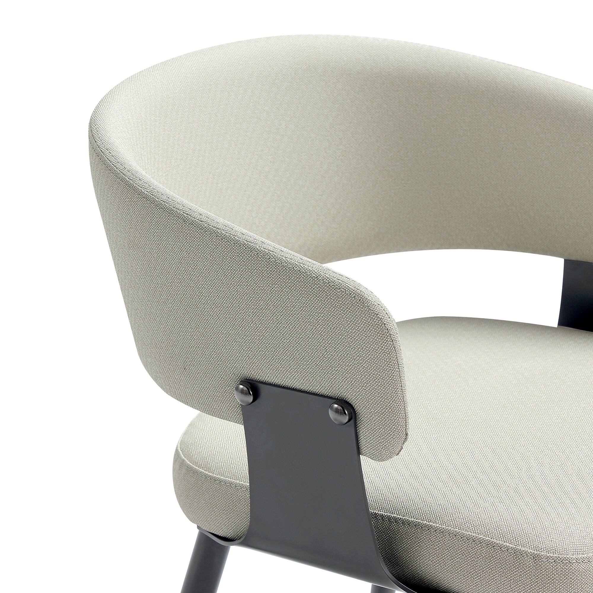 Alt View 1. Manhattan Comfort - Luce Modern Metal Textured Vegan Leather Dining Chair - Oatmeal.
