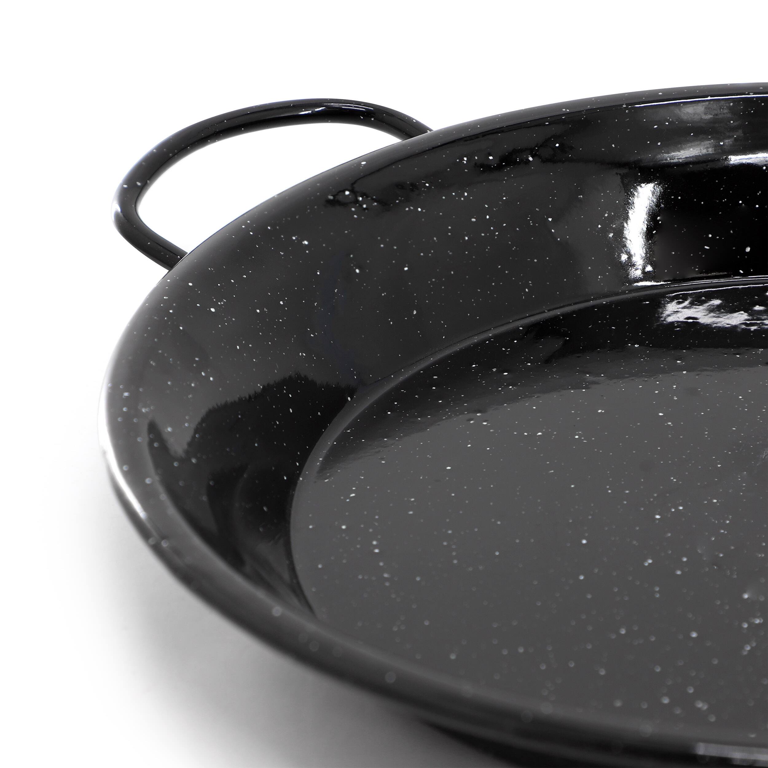Alt View 2. Oster - Oster Castillo 15 Inch Enameled Steel Paella Pan in Speckled Black - Black.