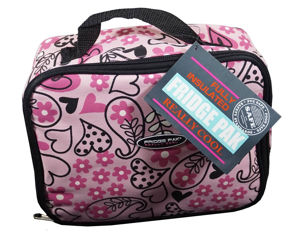 Red - FridgePak FLORAL PRINT Insulated Cooler Lunch Bag - Multi