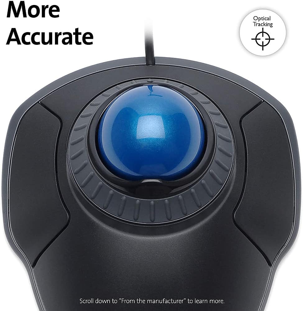 Alt View 11. Kensington - Orbit 72337 Optical Gaming Ambidextrous Mouse with Scroll Ring - Black and Blue.