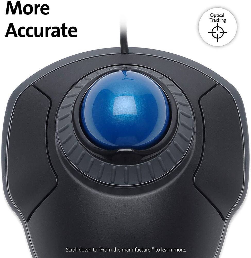 Alt View 11. Kensington - Orbit 72337 Optical Gaming Ambidextrous Mouse with Scroll Ring - Black and Blue.