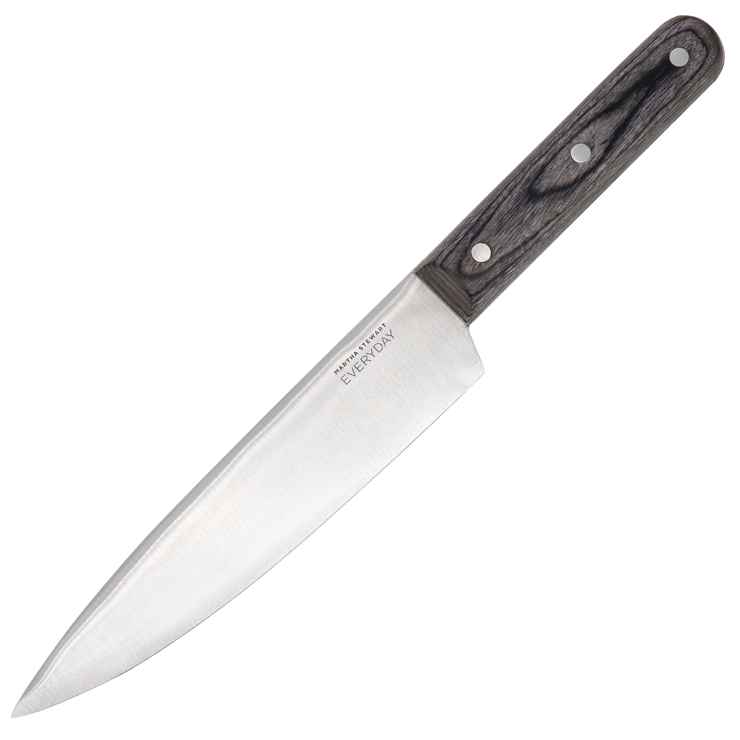 Martha Stewart - Everyday 8 Inch Stainless Steel Chef Knife with Wood Handle - Dark Gray